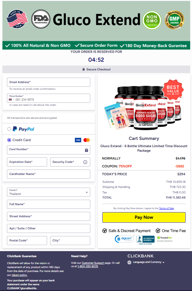 GlucoExtend Official Website Secure Order Page